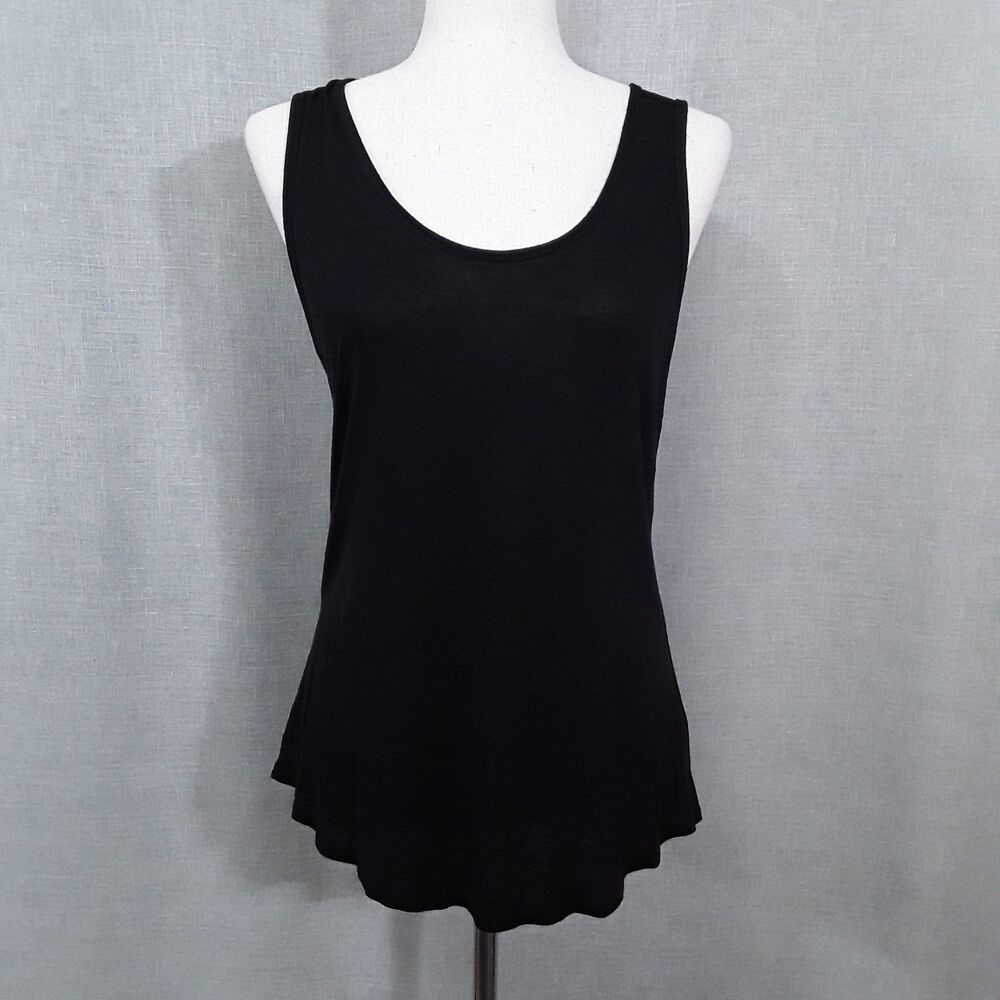 LulaRoe Size Medium Scoop Neck Sleeveless Tank Top Solid Black Slub Sheer